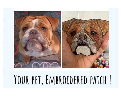 Dog Portrait Patch, Pet Iron On Patch, Embroidered Pet Patch, Pet Embroidery Patch, Custom Dog Iron On Patch, Embroidered Dog Portrait