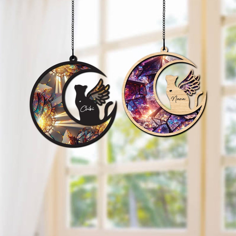 Personalized Cat with Wings Suncatcher Ornament, Cat Memorial Gift, Pet Loss Sympathy Gift, Loss of Cat Remembrance Gift, Cat on Moon il_794xN.5701476594_hkna.jpg