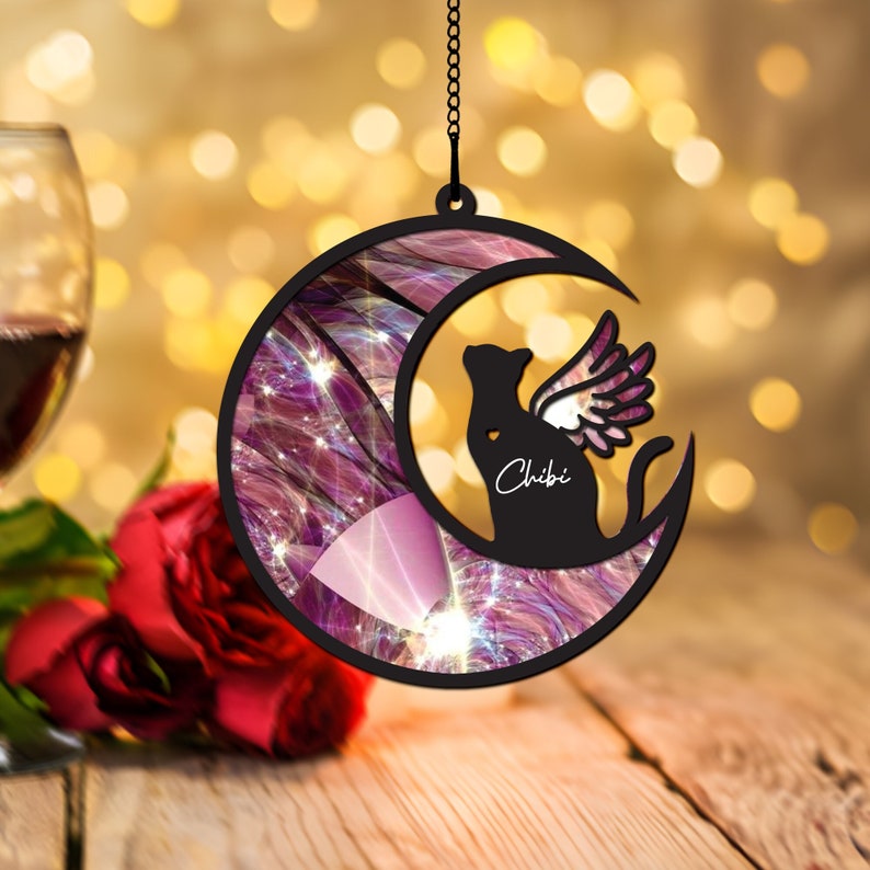 Personalized Cat with Wings Suncatcher Ornament, Cat Memorial Gift, Pet Loss Sympathy Gift, Loss of Cat Remembrance Gift, Cat on Moon il_794xN.5701477466_sluz.jpg