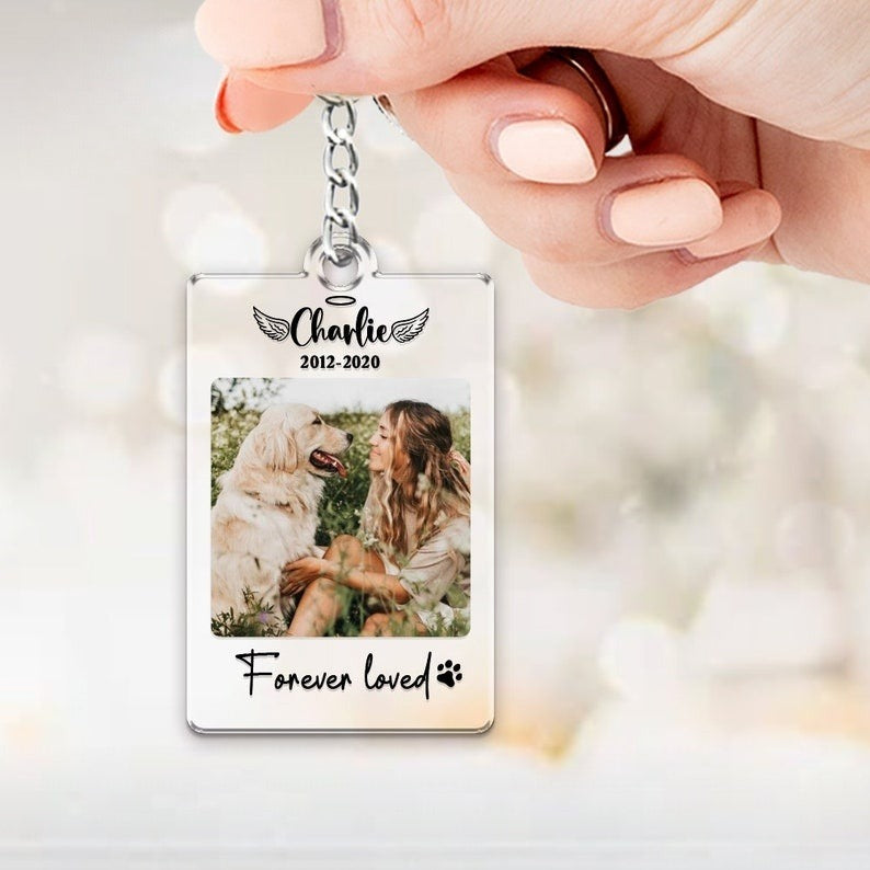 Custom Pet Memorial Keychain, Acrylic Keychain, Dog Photo, Personalized Dog Keychain, Custom Dog Portrait Keyring, Dog Dad Dog Mom Gifts