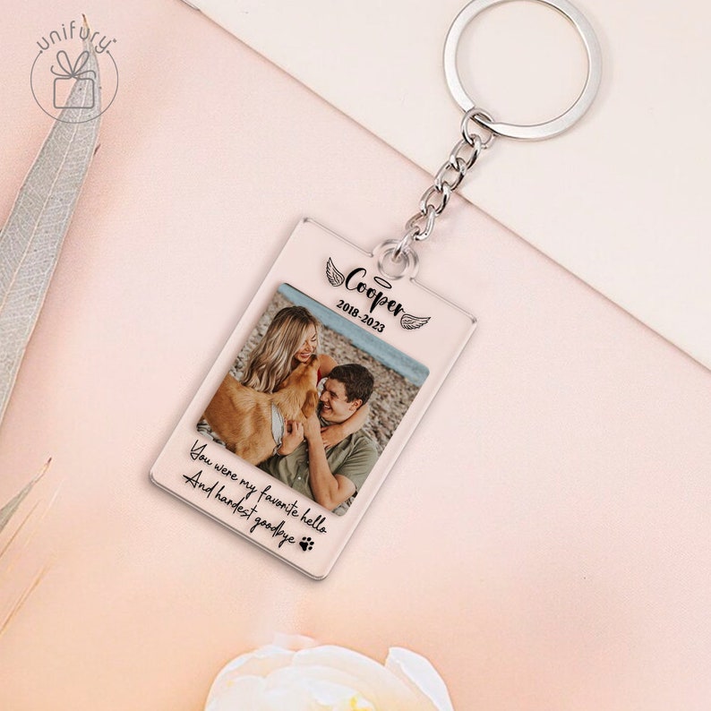 Custom Pet Memorial Keychain, Acrylic Keychain, Dog Photo, Personalized Dog Keychain, Custom Dog Portrait Keyring, Dog Dad Dog Mom Gifts