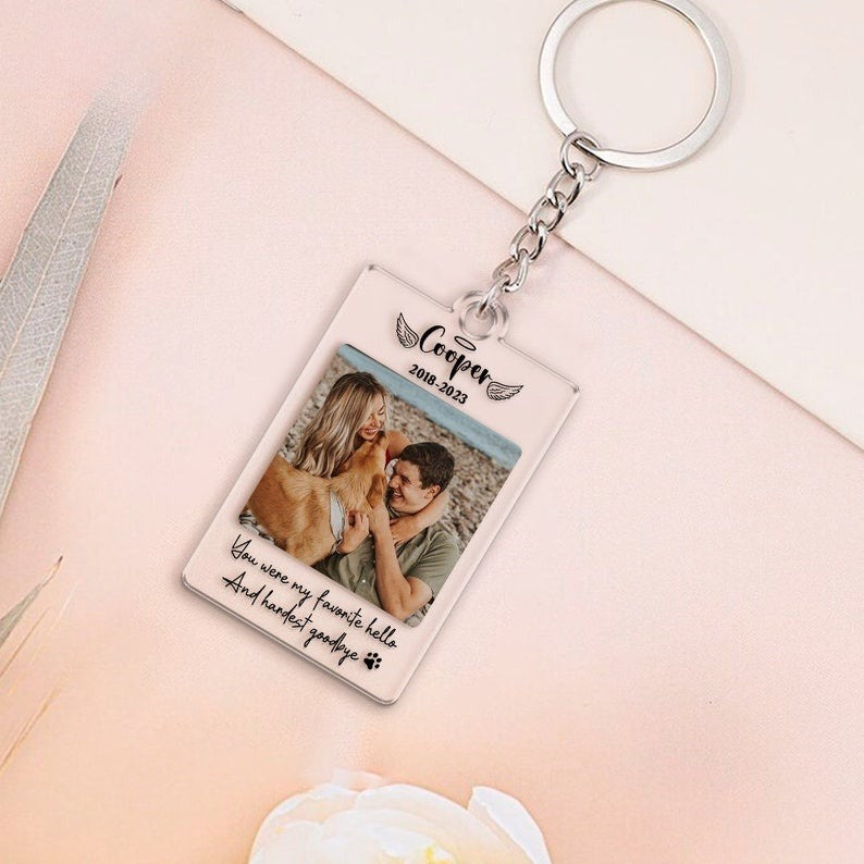 Custom Pet Memorial Keychain, Acrylic Keychain, Dog Photo, Personalized Dog Keychain, Custom Dog Portrait Keyring, Dog Dad Dog Mom Gifts