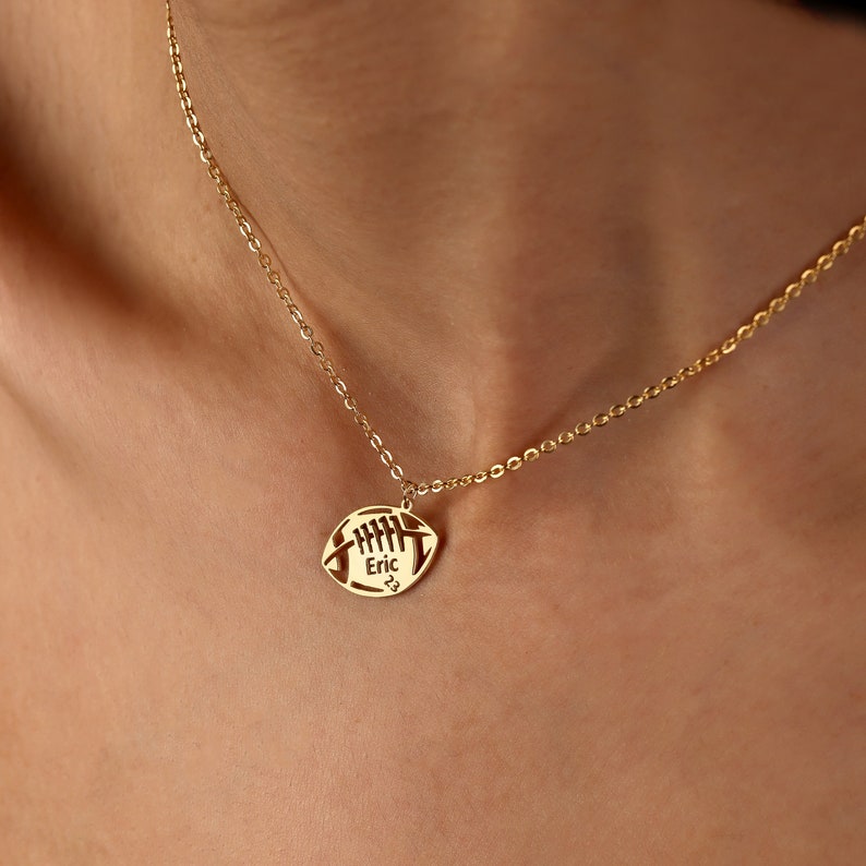 American Football Necklace: Personalized Football Number Necklace, Sterling Silver Sports Jewelry, Custom Athlete Gift, Game Day Accessory