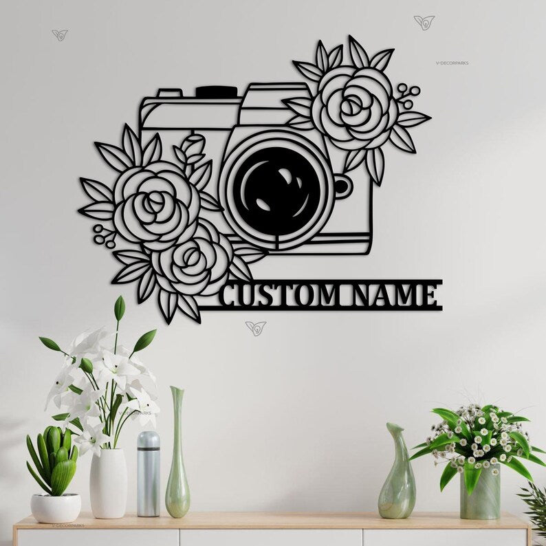 Custom Camera Metal Wall Art,Camera Metal Sign,Custom Photographer Metal Sign,Photo Studio Decor,Photography Lovers Gift, Birthday Gift