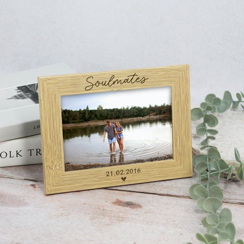 Personalised Wooden Picture Frame, Engraved Text Date Names, Wedding Picture Frame, Couples Housewarming, Anniversary, Valentine's Day Gift