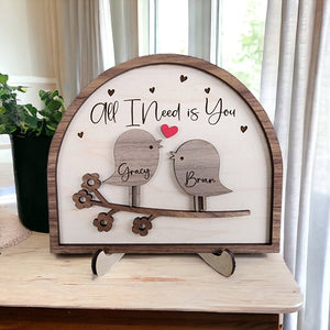 Love Birds Personalized Couple Wooden Sign, Valentines Day Gift For Her/Him, Couple Names Sign, Anniversary Couple Gift,Birthday Couple Gift
