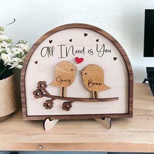 Love Birds Personalized Couple Wooden Sign, Valentines Day Gift For Her/Him, Couple Names Sign, Anniversary Couple Gift,Birthday Couple Gift