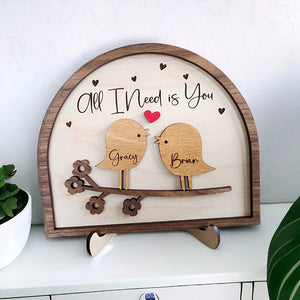Love Birds Personalized Couple Wooden Sign, Valentines Day Gift For Her/Him, Couple Names Sign, Anniversary Couple Gift,Birthday Couple Gift