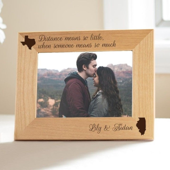 Personalized Long Distance Relationship Picture Frame by Lifetime Creations, Valentine's Day Gift for Couples, Girlfriend Boyfriend