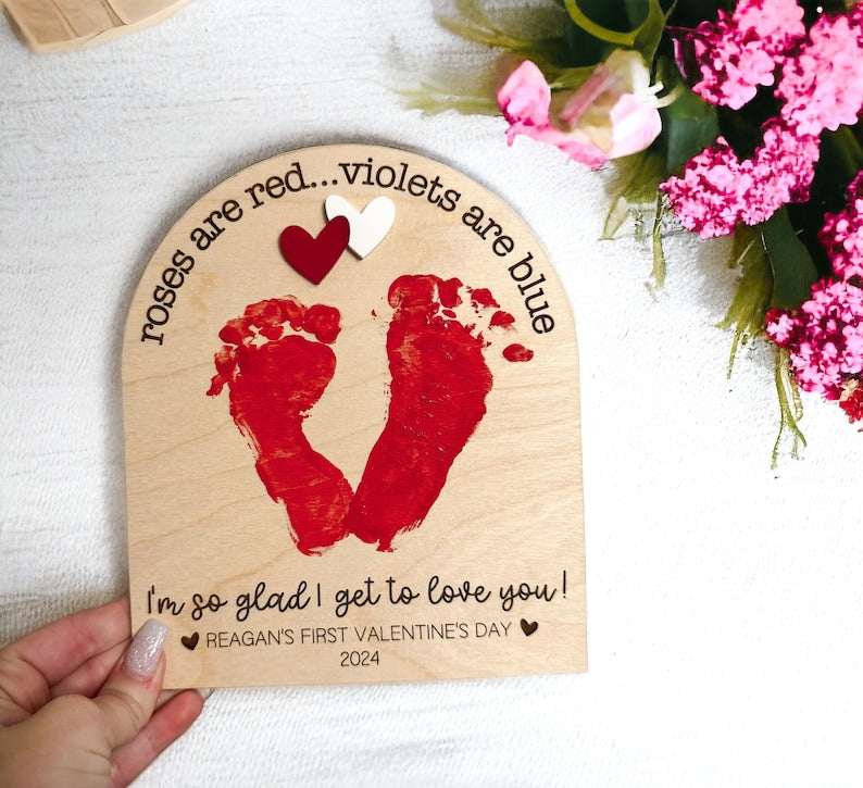 Valentines Day Footprint Sign, Valentines DIY, Baby Milestone, Milestone Sign, Baby s First, Valentines Day Sign, Footprint Sign, V Day