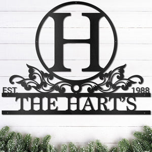 Personalized Family Name Metal Sign, Last Name Sign, Initial, Metal Monogram, Door Hanger, Housewarming Gift, Wedding Monogram, Anniversary