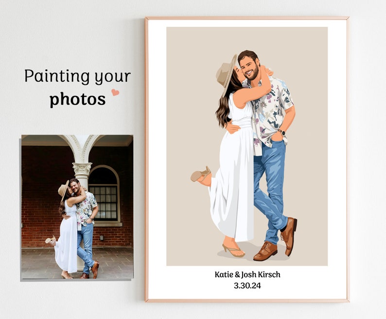 couple portrait canvas, gift for couple, faceless portrait, engagement drawing, boyfriend portrait, family portrait, custom gift, Faceless Gift