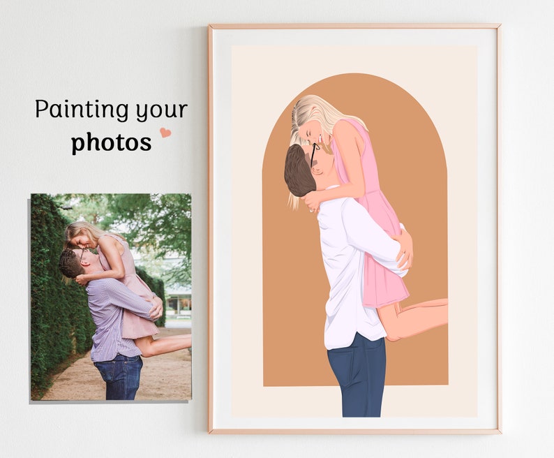 couple portrait canvas, gift for couple, faceless portrait, engagement drawing, boyfriend portrait, family portrait, custom gift, Faceless Gift