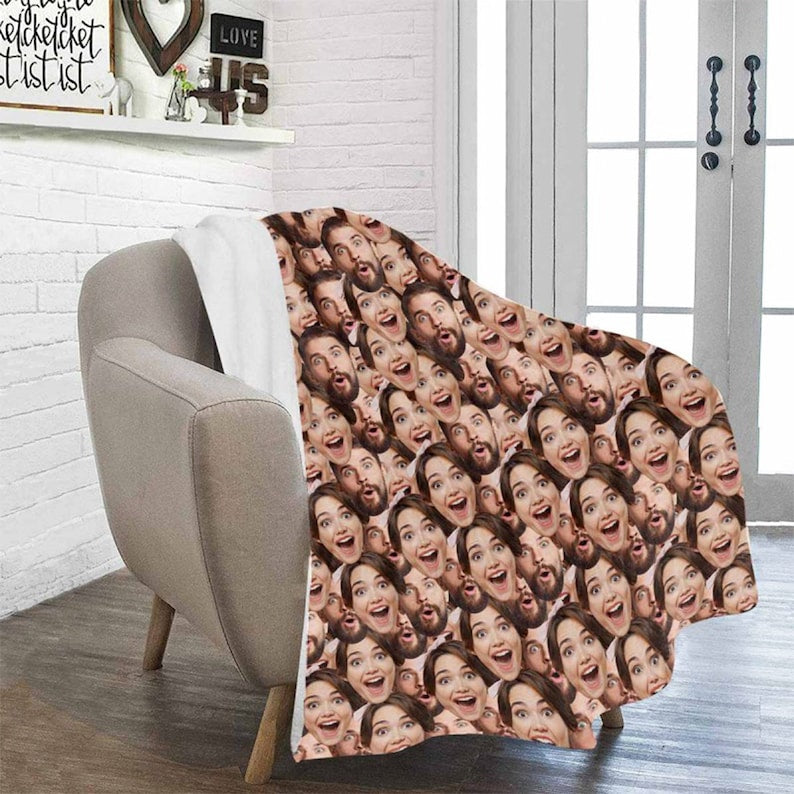 Custom Multi-Faces Blanket, Personalized Picture Blanket for Men Women, Custom Photo Blanket, Funny Faces Blanket Gift, Personalized Blanket