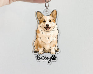 Personalized Pet Portrait Keychain, Custom Dog Keychain, Dog Lover Gift, Gifts For Pet Lover, Cute Dog Photo Keychain, Dog Acrylic Keychain