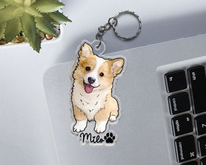 Personalized Pet Portrait Keychain, Custom Dog Keychain, Dog Lover Gift, Gifts For Pet Lover, Cute Dog Photo Keychain, Dog Acrylic Keychain