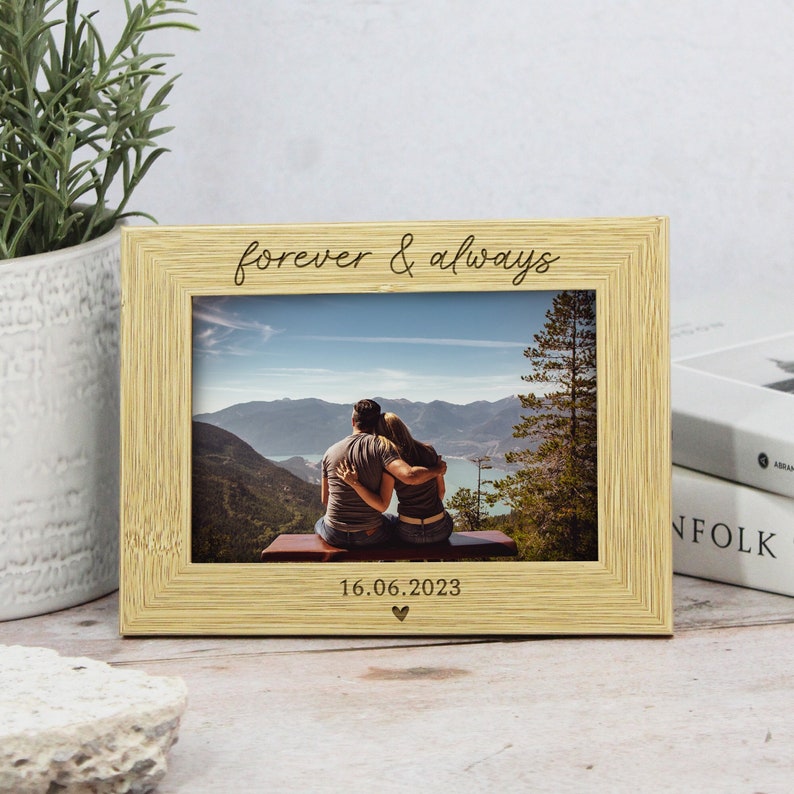 Personalised Wooden Picture Frame, Engraved Text Date Names, Wedding Picture Frame, Couples Housewarming, Anniversary, Valentine's Day Gift