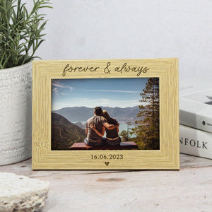 Personalised Wooden Picture Frame, Engraved Text Date Names, Wedding Picture Frame, Couples Housewarming, Anniversary, Valentine's Day Gift