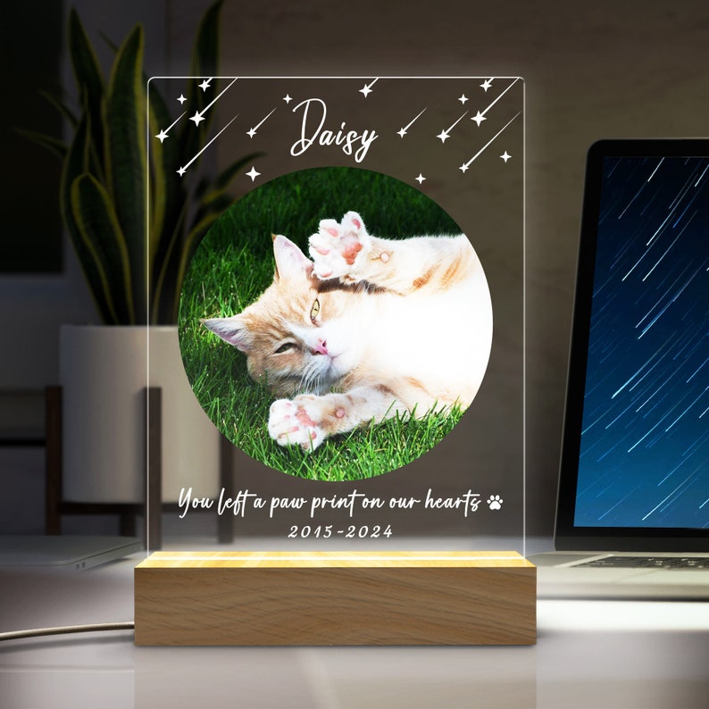 Personalized Photo Pet Night Light, Pet Memorial Plaque, Personalized Gifts for Pet Loss, Sympathy Gift, Mother's Day Gift,Pet Memorial Lamp