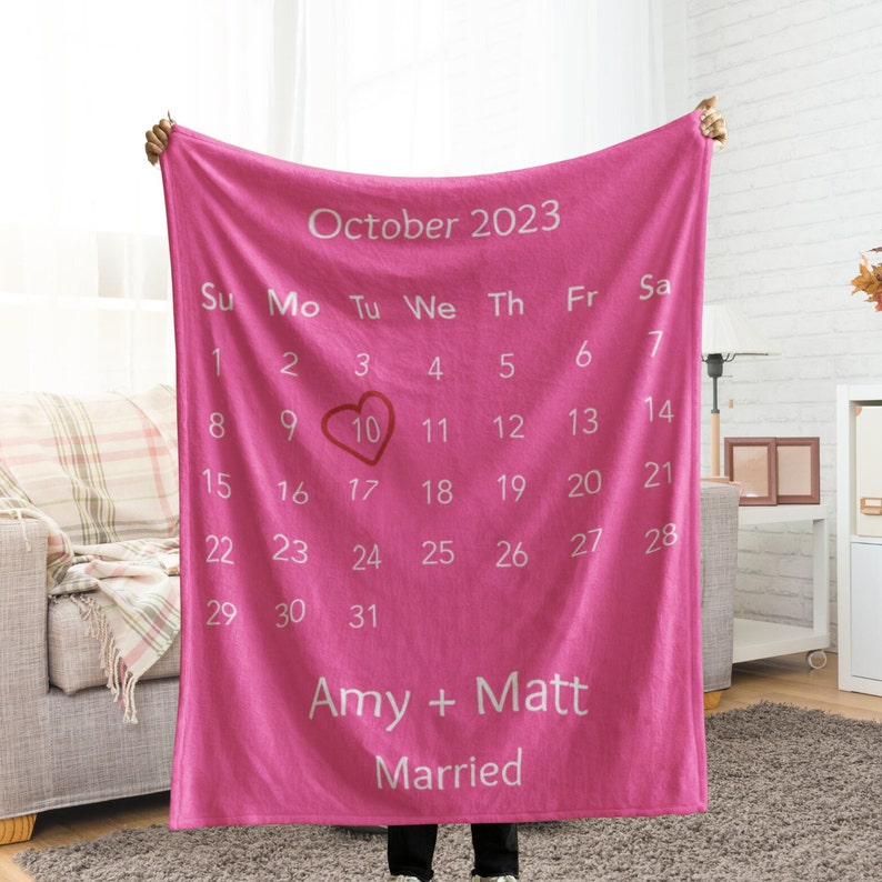 Custom Married Engaged Together Blanket, Personalized Wedding Engagement Date Throw, Couple Name Blanket Calendar Anniversary Our First Gift