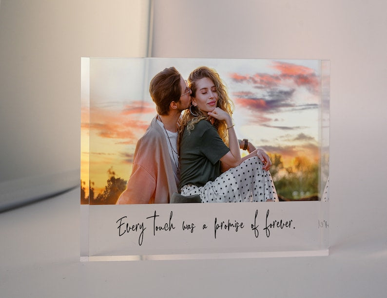 Personalised Photo Acrylic Block Plaque, Freestanding Crystal Photo Gift, Custom Anniversary Gift, Gift for Couple, Engagement Gift