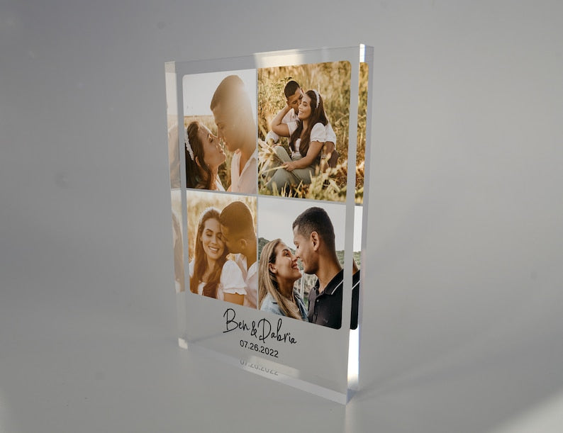 Personalised Photo Acrylic Block Plaque, Freestanding Crystal Photo Gift, Custom Anniversary Gift, Gift for Couple, Engagement Gift