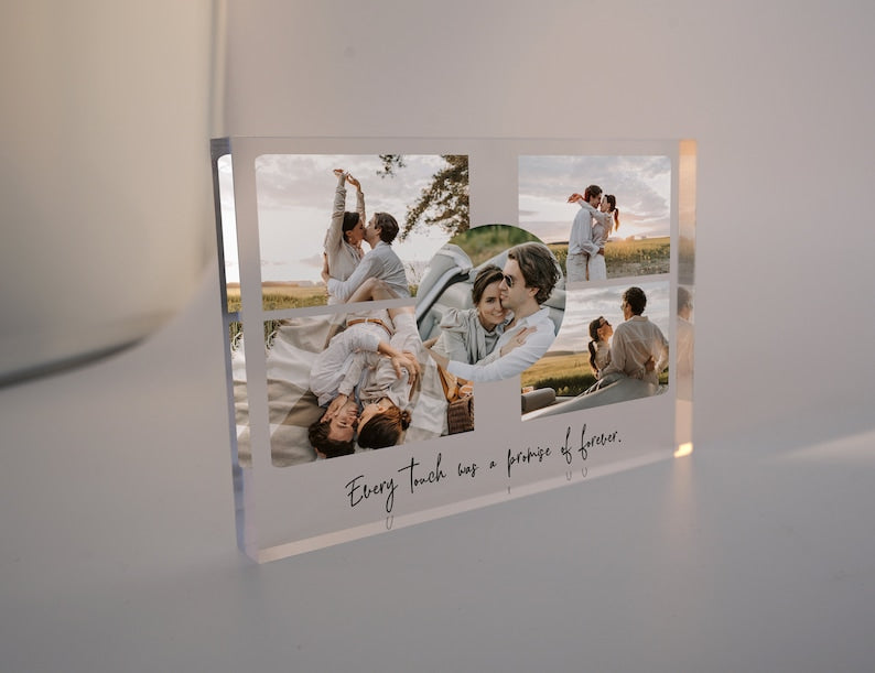 Personalised Photo Acrylic Block Plaque, Freestanding Crystal Photo Gift, Custom Anniversary Gift, Gift for Couple, Engagement Gift