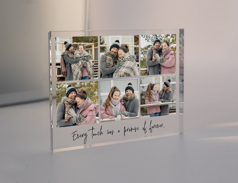 Personalised Photo Acrylic Block Plaque, Freestanding Crystal Photo Gift, Custom Anniversary Gift, Gift for Couple, Engagement Gift