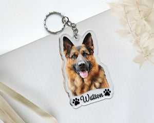 Custom Pet Portrait Keychain Custom Icon and Name, Dog Mom Gift, Pet Acrylic Keychain, Personalized Dog Lover Gift, Dog Portrait Keychain, Gifts For Pet Lover