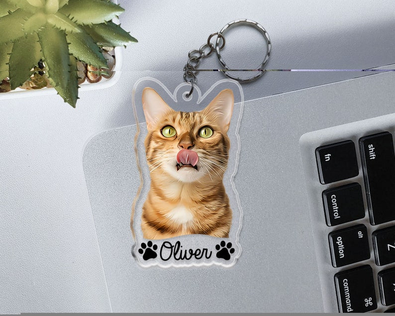 Custom Pet Portrait Keychain Custom Icon and Name, Dog Mom Gift, Pet Acrylic Keychain, Personalized Dog Lover Gift, Dog Portrait Keychain, Gifts For Pet Lover
