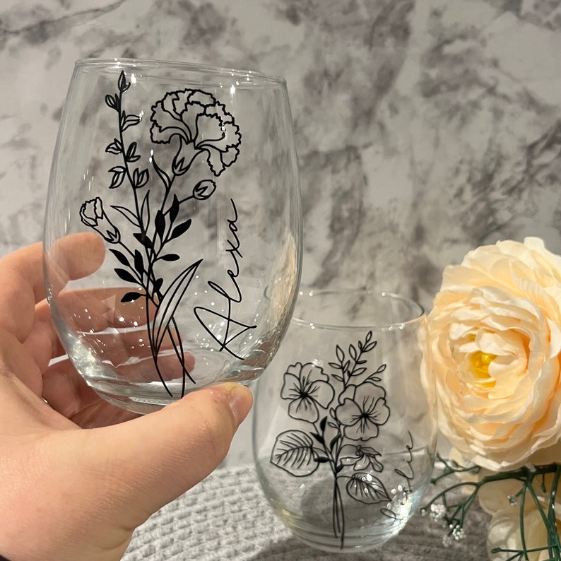 Wine Glass Personalized Wine Tumbler Name Personalized Gift for Bridesmaid Gift Tumbler Stemless Wine Glasses Personalized Gift for Her