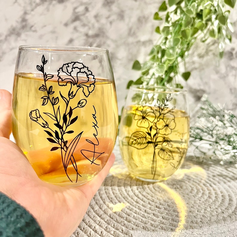 Wine Glass Personalized Wine Tumbler Name Personalized Gift for Bridesmaid Gift Tumbler Stemless Wine Glasses Personalized Gift for Her