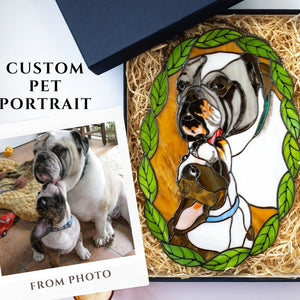 Custom Pet Portrait, Stained Glass Dog Memorial Gift, Custom Dog Portrait from Photo, Cat Suncatcher, Personalized Pet Remembrance Gift