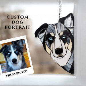 Custom Pet Portrait, Stained Glass Dog Memorial Gift, Custom Dog Portrait from Photo, Cat Suncatcher, Personalized Pet Remembrance Gift