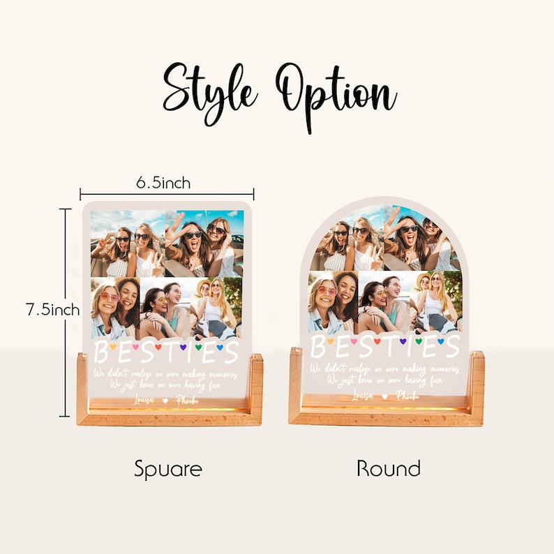 Personalized gifts, Personalized Best Friend Plaque Lamp, Besties Photo Night Light, Birthday Gift for Best Friend, Friendship Lamp.