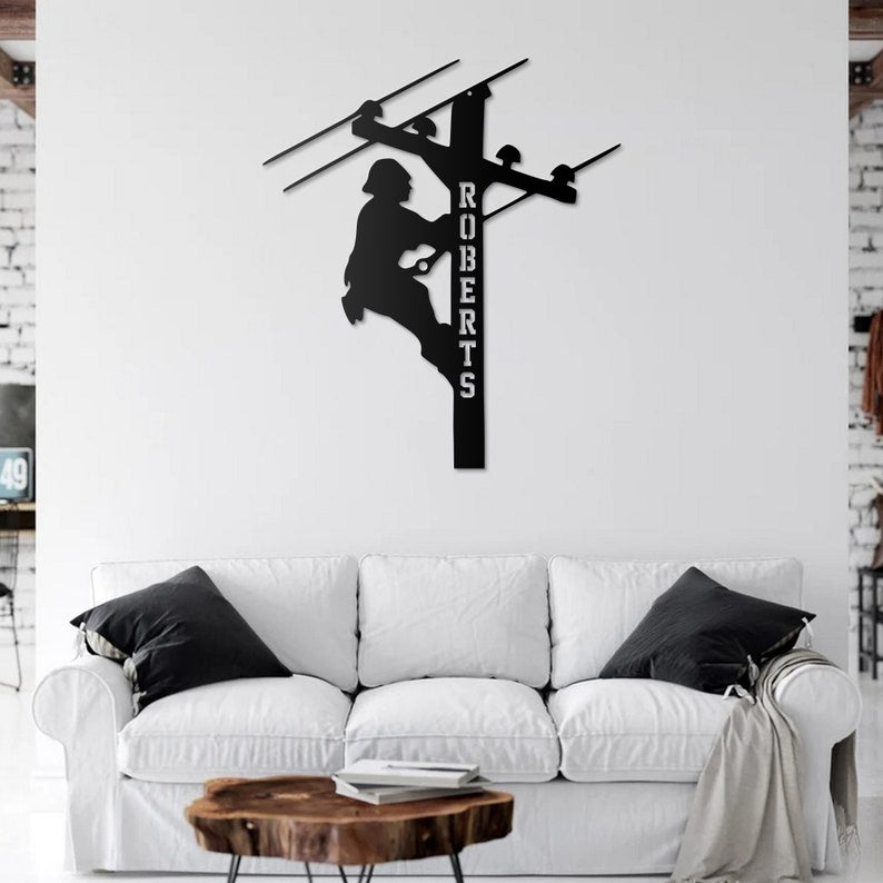 Lineman LED sign, Handmade Lineman Gift, Custom Wall decoration, IBEW wall sign, Lineman SIgn