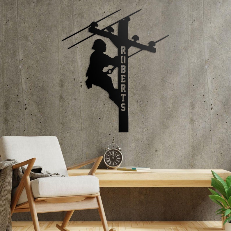 Lineman LED sign, Handmade Lineman Gift, Custom Wall decoration, IBEW wall sign, Lineman SIgn
