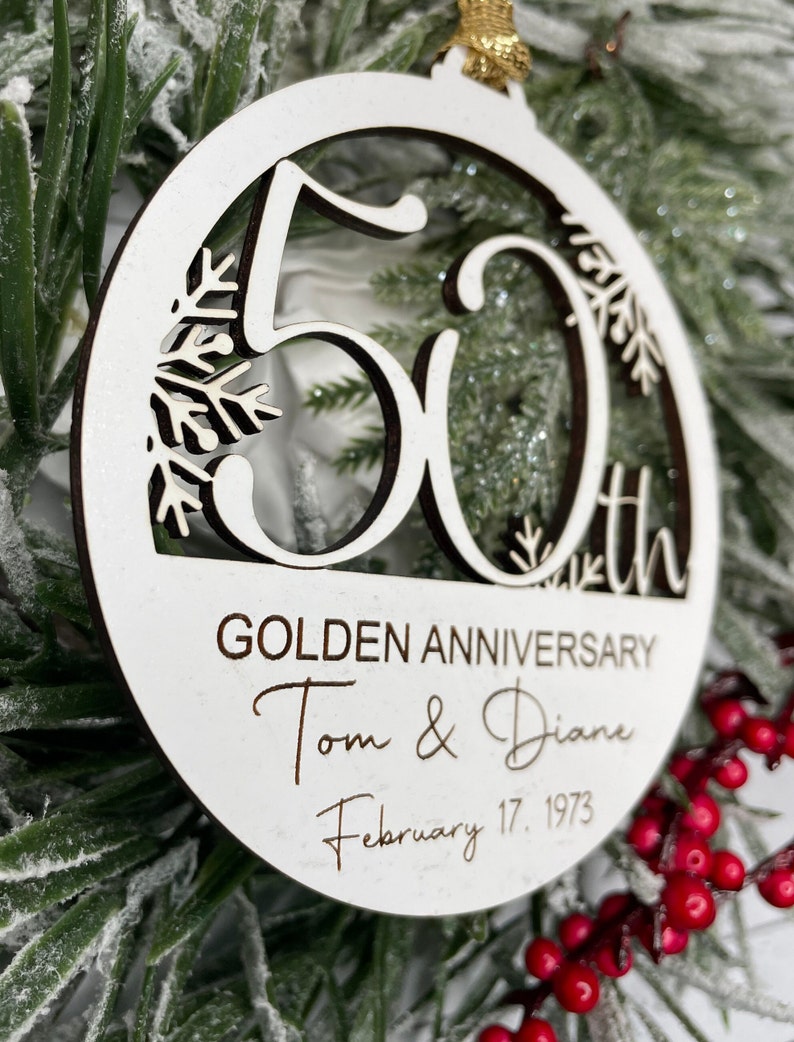 50th Anniversary Personalized Christmas Ornament, 50th Wedding Anniversary Gift, Anniversary Party Gift, Custom 50th Anniversary Gift