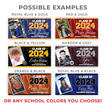 Graduation Banner, Graduation Announcement, Personalized Graduation Gift, Graduation Party Decorations, Custom School Colors, Class of 2025