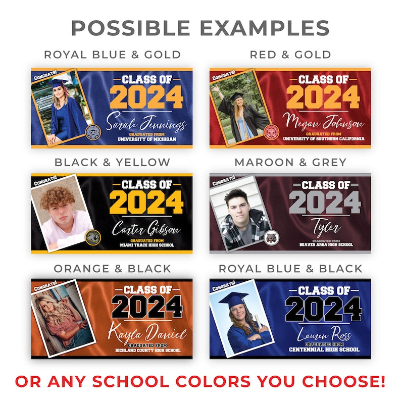 Graduation Banner, Graduation Announcement, Personalized Graduation Gift, Graduation Party Decorations, Custom School Colors, Class of 2025