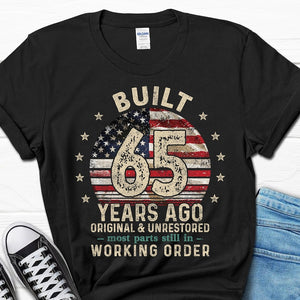 Built 65 Years Ago Shirt For Men, Vintage 1960 Men's Gift, 65th Birthday Dad T-Shirt, Husband Turning 65 Tee, Retro Classic Gifts For Him