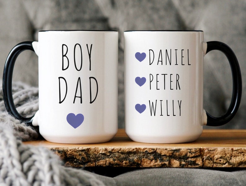 Boy Dad Mug, Dad Coffee Mug, Boy Daddy Gift, Personalized Dad Gift Dad of boys Gift for Boys Dad Custom Boy Name Mug Kids Names Mug