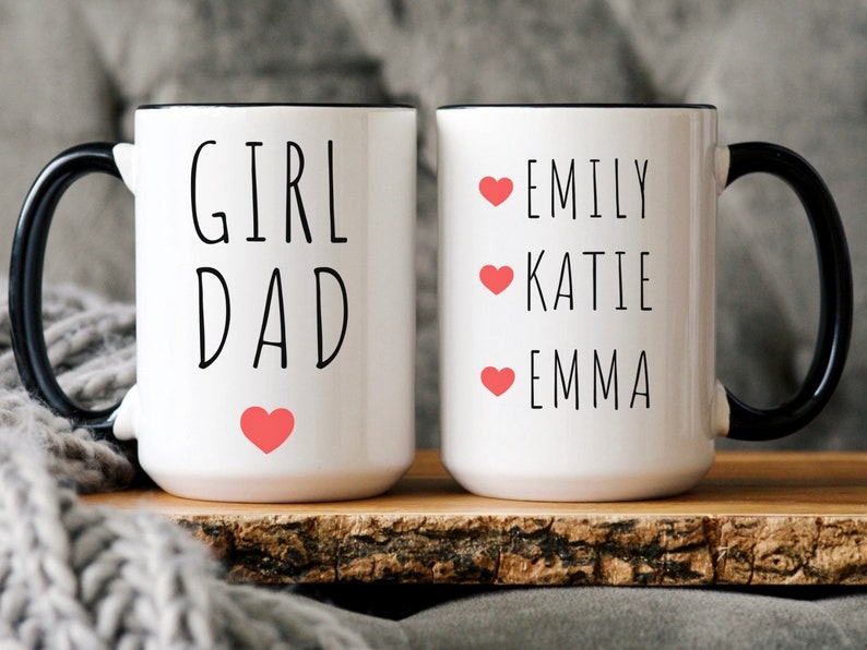 Girl Dad Mug, Dad Coffee Mug, Girl Daddy Gift, Personalized Dad Gift Dad of girls Gift for Girls Dad Custom Daughter Name Mug Kids Names Mug