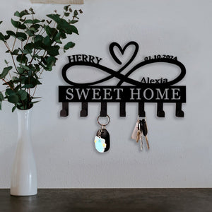 Custom Heart Key Holder, Wall Decor, Infinity Heart Key Hooks, Housewarming Gift, Personalized Infinity Metal Sign, Mothers Day Gift