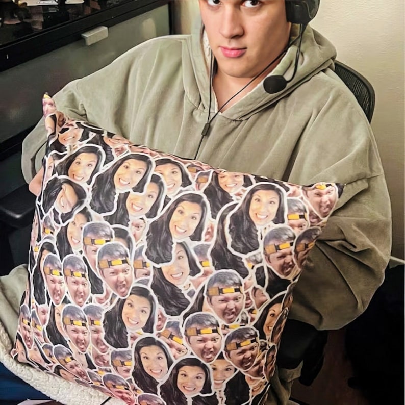 Custom Funny Face Pillow Cover, Multi-Face Pillowcase, Personalized Plush Couple Pillow Cover, Custom Birthday/Anniversay Gifts