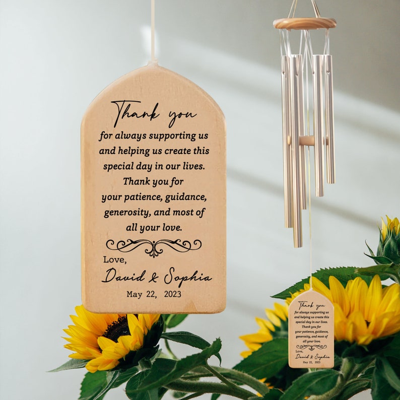 Personalized Wedding Wind Chime, Gift From Bride and Groom, Gift For Mother-in-Law, Mother's Day, Wedding Gift, Thank You For Supporting Us