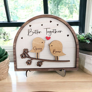 Love Birds Personalized Couple Wooden Sign, Valentines Day Gift For Her/Him, Couple Names Sign, Anniversary Couple Gift,Birthday Couple Gift