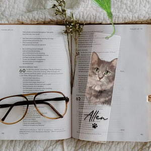 Personalized Portrait Pet Bookmark, Pet Memorial Gift Bookmark, Bookmark For Book Lovers, Custom Pet Portrait Bookmark, Book Lover Gifts