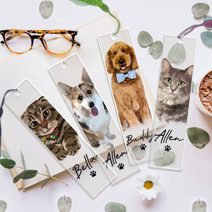 Personalized Portrait Pet Bookmark, Pet Memorial Gift Bookmark, Bookmark For Book Lovers, Custom Pet Portrait Bookmark, Book Lover Gifts