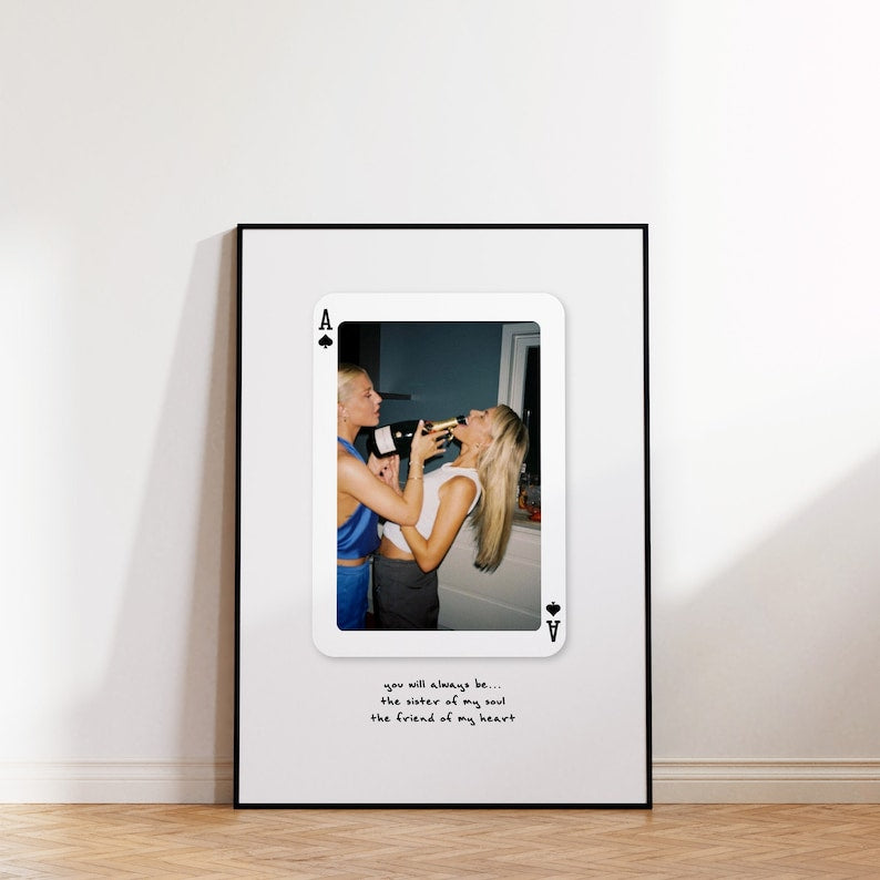 Custom Playing Card Print Trendy Canvas Best Friend Valentine's Gift For Her Custom Photo Print Gift, Unique Couple Gift For Him or Her